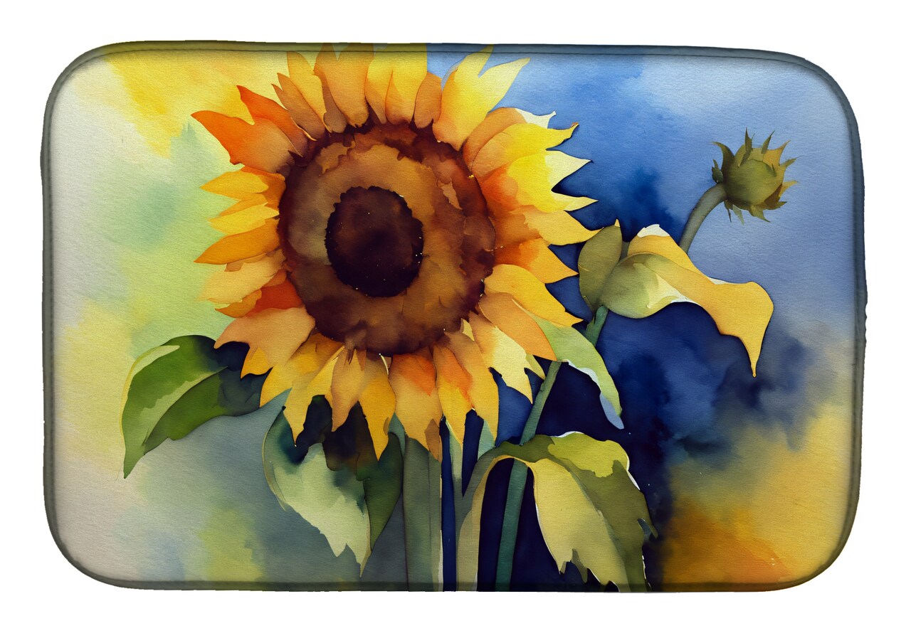 Caroline's Treasures Sunflowers in Watercolor Dish Drying Mat DAC1613